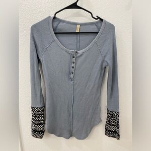 Free people thermal long sleeve top shirt small gray